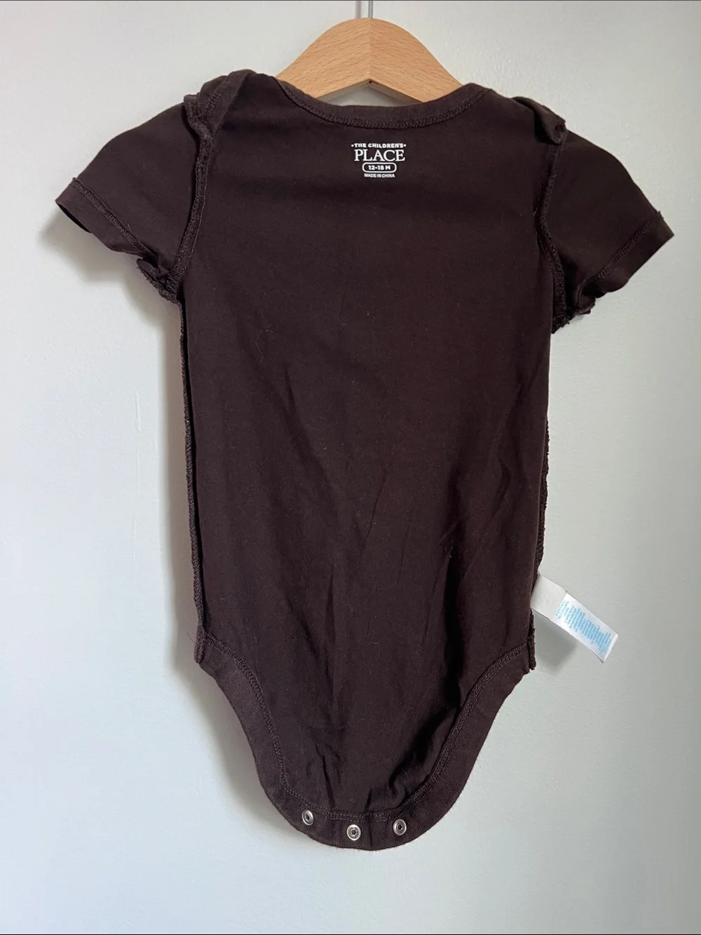 The Children's Place | Dark Brown Bodysuit Cream Football Lace Graphic Sz 12-18M